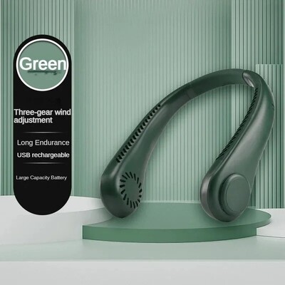 Naujas mini kaklo ventiliatorius, nešiojamasis kabantis be ašmenų, 1200 mAh įkraunamas oro aušintuvas, 3 greičių mini vasaros sporto ventiliatoriai