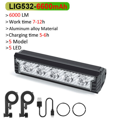 NEWBOLER dviračio žibintas priekinis 6000 liumenų dviračio žibintas 6600 mAh vandeniui atsparus žibintuvėlis USB įkraunamas MTB plento dviračių žibintų priedai