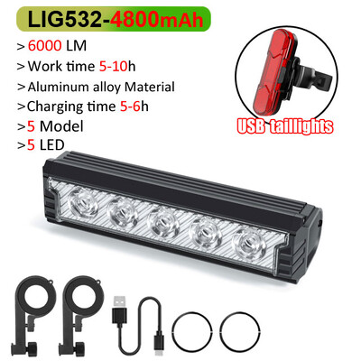 NEWBOLER dviračio žibintas priekinis 6000 liumenų dviračio žibintas 6600 mAh vandeniui atsparus žibintuvėlis USB įkraunamas MTB plento dviračių žibintų priedai