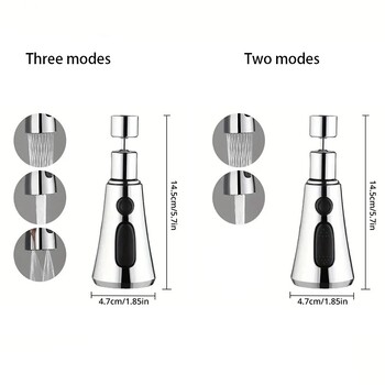 1 τεμ. Επέκταση βρύσης Μεταλλικό κράμα, Τρεις λειτουργίες, Εξοικονόμηση νερού κεφαλής Εκτεταμένο φίλτρο σπρέι ντους