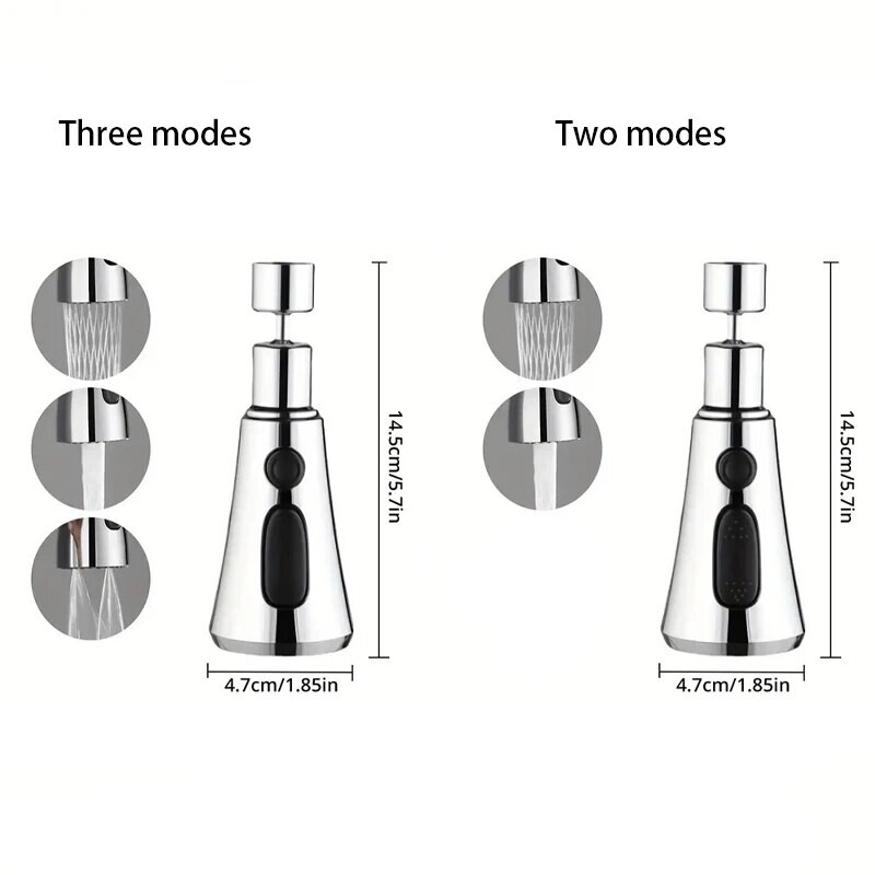 1 buc. Extensor de robinet din aliaj metalic, trei moduri, filtru de pulverizare pentru duș extins pentru casă pentru economisitor de apă pentru cap