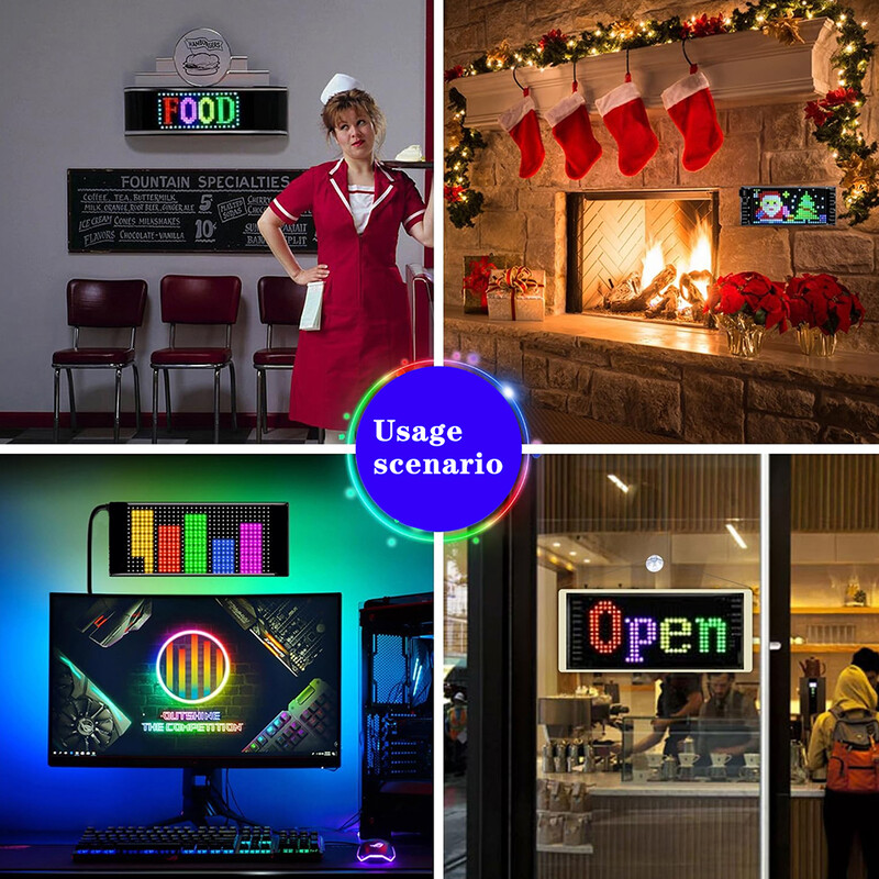 LED-pikslite pehme ekraan, programmeeritav LED-ekraan öövalgus, APP-juhtimine, DIY tekstimustri animatsioon autoakna jaoks, pood, mäng