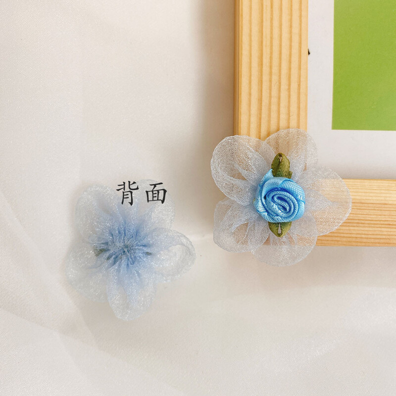 Ροζ κορδέλα για χιόνι γάζα μικρά λουλούδια αξεσουάρ ρούχων καπέλα χειροποίητα αξεσουάρ DIY υλικά παιδική γάζα λουλούδια