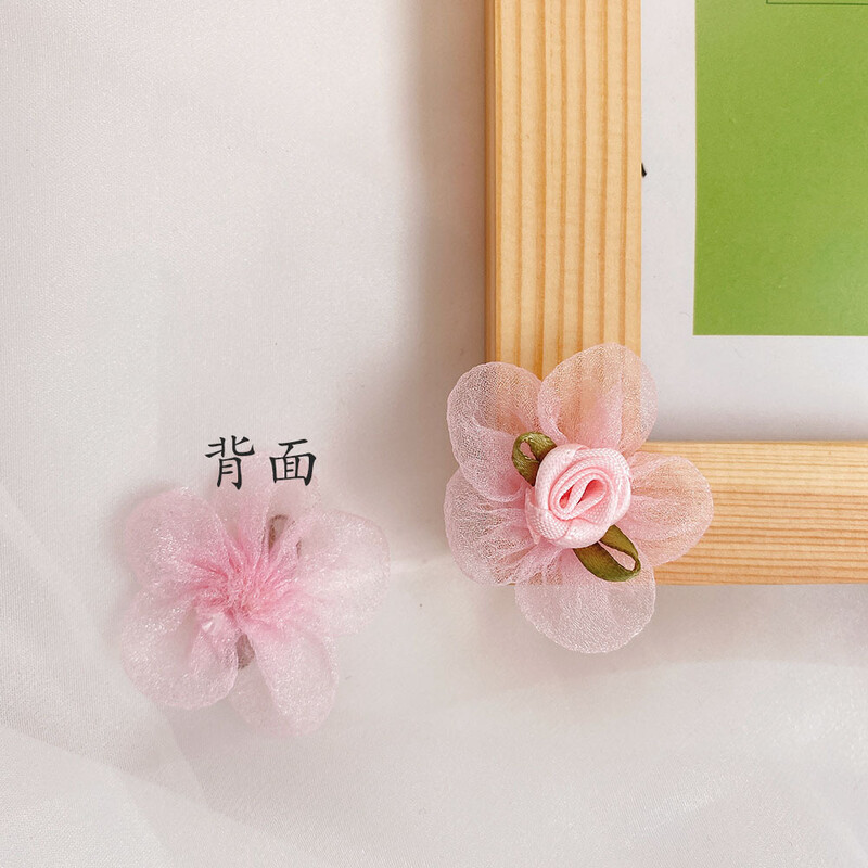Ροζ κορδέλα για χιόνι γάζα μικρά λουλούδια αξεσουάρ ρούχων καπέλα χειροποίητα αξεσουάρ DIY υλικά παιδική γάζα λουλούδια