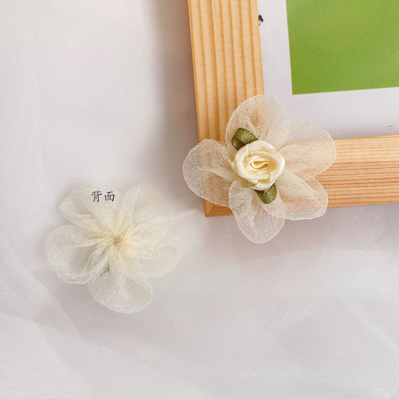 Ροζ κορδέλα για χιόνι γάζα μικρά λουλούδια αξεσουάρ ρούχων καπέλα χειροποίητα αξεσουάρ DIY υλικά παιδική γάζα λουλούδια