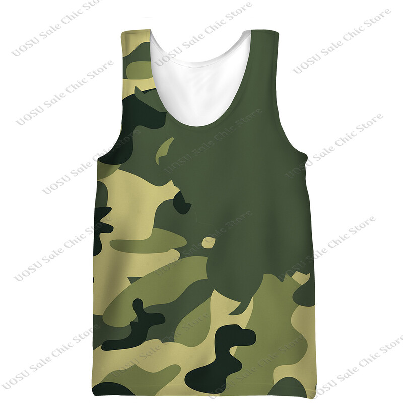 Prekogranični muški pulover maskirni prsluk ljetni novi europski i američki muški kamuflažni majica s okruglim izrezom bez rukava veće veličine