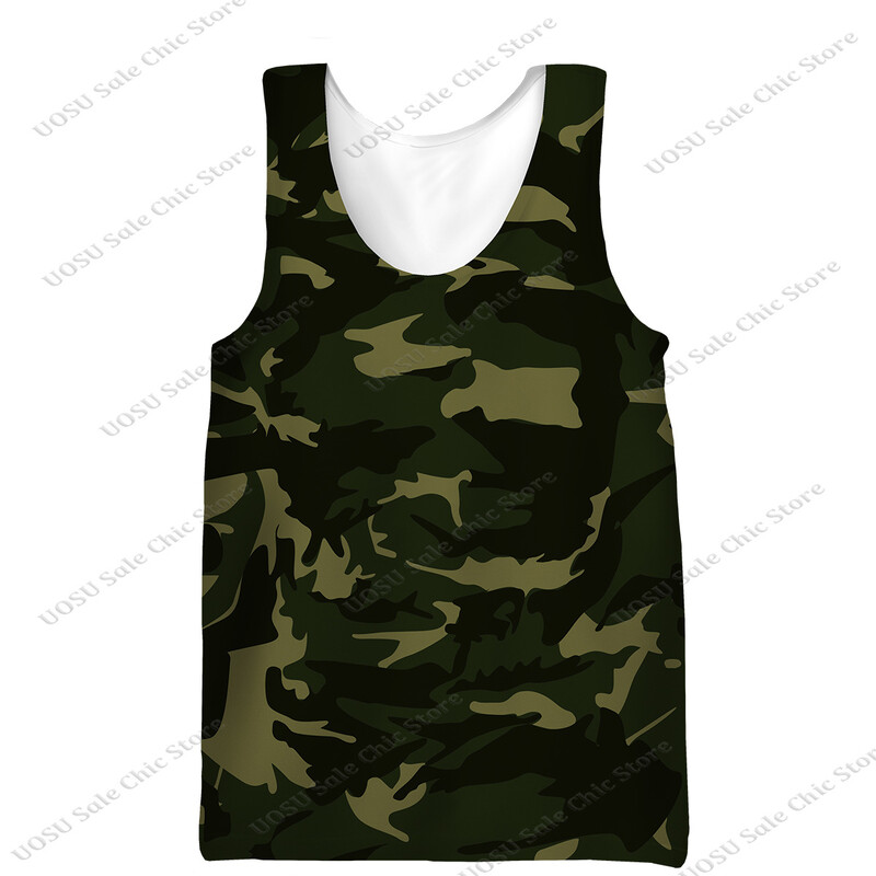Prekogranični muški pulover maskirni prsluk ljetni novi europski i američki muški kamuflažni majica s okruglim izrezom bez rukava veće veličine