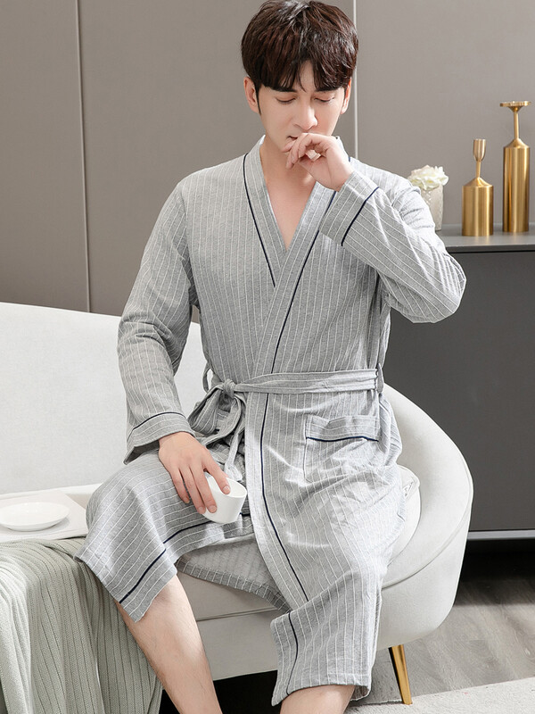  Täiskasvanute meeste suvine õhuke puhtast puuvillast suvine kimono pikkade varrukatega suur rüü 