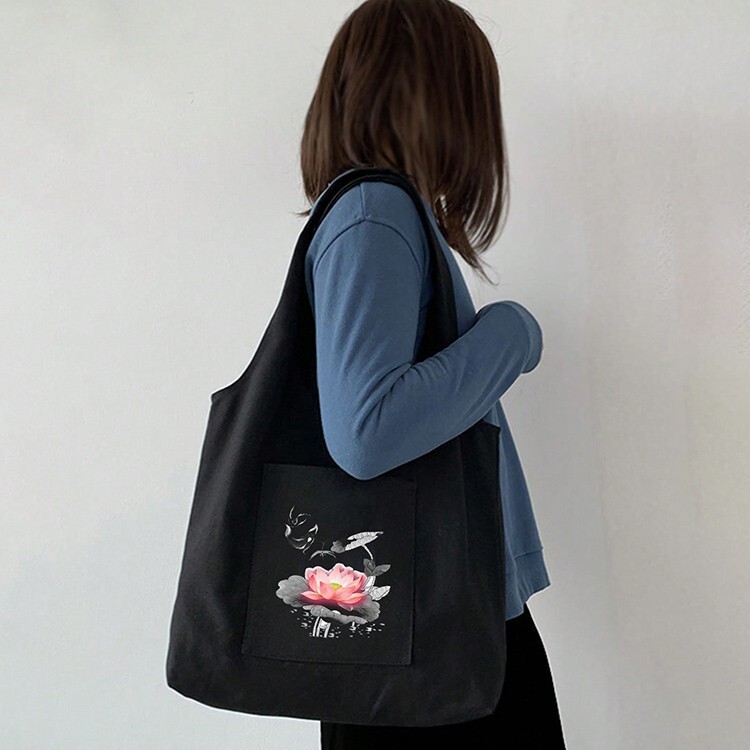 Τσάντα γιλέκου μόδας, βαμβακερή τσάντα, σχολική τσάντα, γυναικεία τσάντα, τυπωμένη πάνινη τσάντα για μελέτη, βαμβακερή τσάντα, δώρο για ψώνια