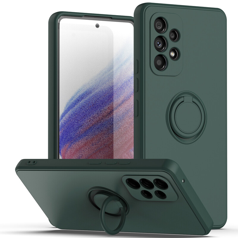 Κατάλληλο για Samsung A15 Straight Edge, υγρή σιλικόνη θήκη κινητού τηλεφώνου A54 A34 A14 Ενσωματωμένο κάλυμμα βάσης με πόρπη με δακτύλιο