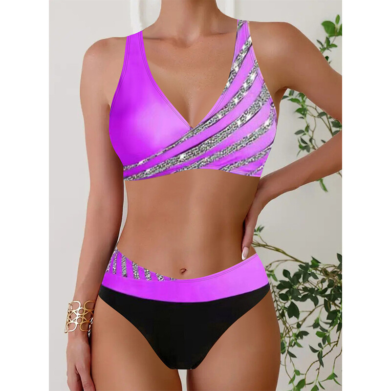 2024 Νέο μπικίνι ευρωπαϊκών και αμερικάνικων μαγιό με στάμπα, γυναικεία μαγιό Push Up Push Up μαγιό Amazon