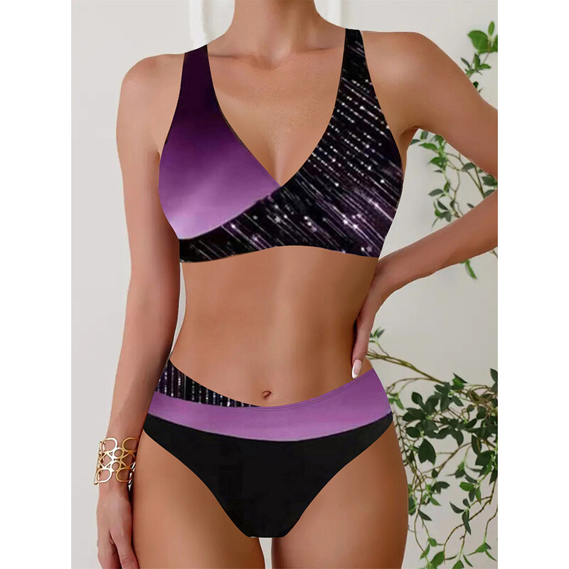 2024 Νέο μπικίνι ευρωπαϊκών και αμερικάνικων μαγιό με στάμπα, γυναικεία μαγιό Push Up Push Up μαγιό Amazon