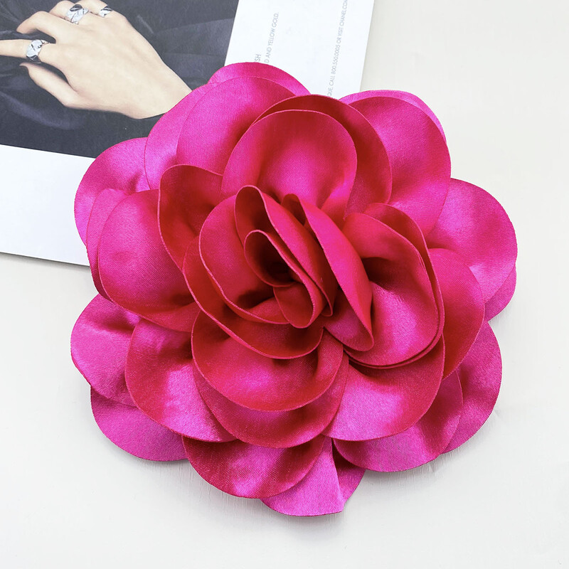 Franču satīna 19cm liela ziedu sakta broša roku darbs ziedi universāli apģērbu aksesuāri sakta