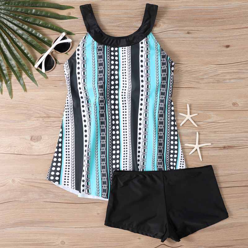 2023 m. padalintas didelio dydžio maudymosi kostiumėlis moteriškas tankini Europos ir Amerikos moteriškas spausdintas maudymosi kostiumėlis sijono stiliaus nepriklausoma stotis 