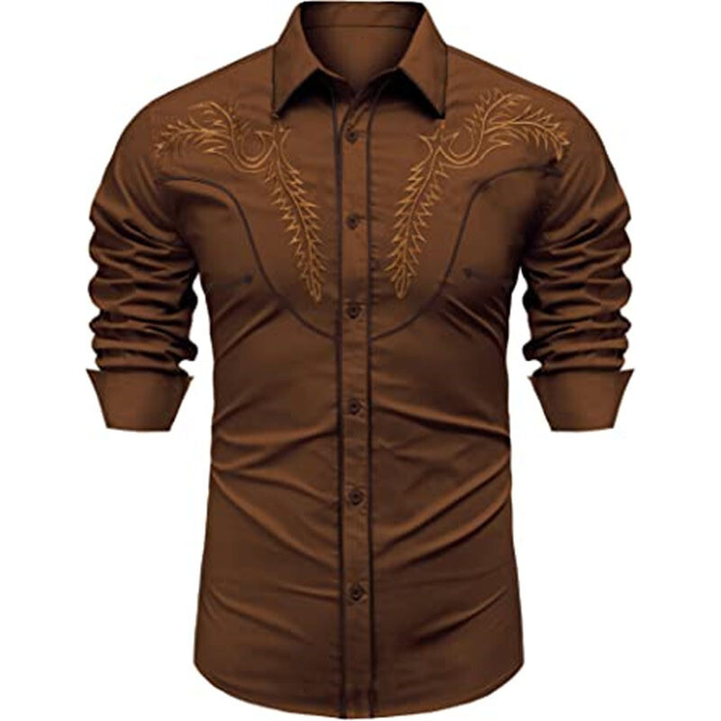 Cămașă transfrontalieră pentru bărbați 2024 Independent Station, retro Western Denim, cu mânecă lungă, vestă lată Cămașă casual