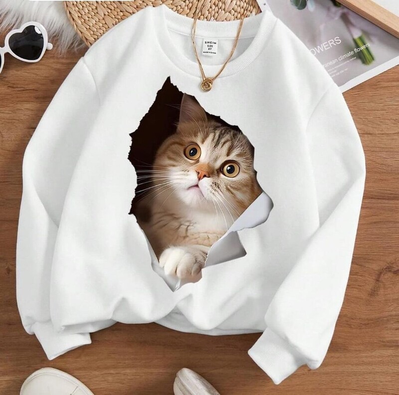 Παιδικά φούτερ φθινόπωρο 2023 νέα γάτα παιδικό πουλόβερ με στρογγυλή λαιμόκοψη μακρυμάνικο μπλουζάκι διασυνοριακό ανεξάρτητο σταθμό best-seller μοντέλο