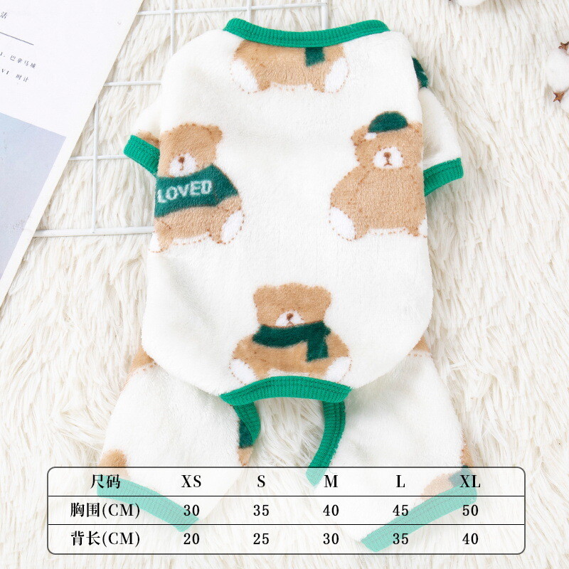 Ρούχα για σκύλους φθινοπωρινά και χειμερινά Bear Print Plus Ρούχα από βελούδο για τετράποδες γάτες Ρούχα για μικρά σκυλιά Teddy Bichon