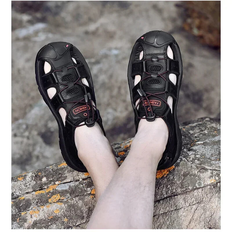Σανδάλια Summer New Men`sHollow Αναπνεύσιμα Σανδάλια Παντόφλες Υπαίθρια Baotou Beach Παπούτσια Dad`s Shoes Ανδρικά παπούτσια sandalias2024