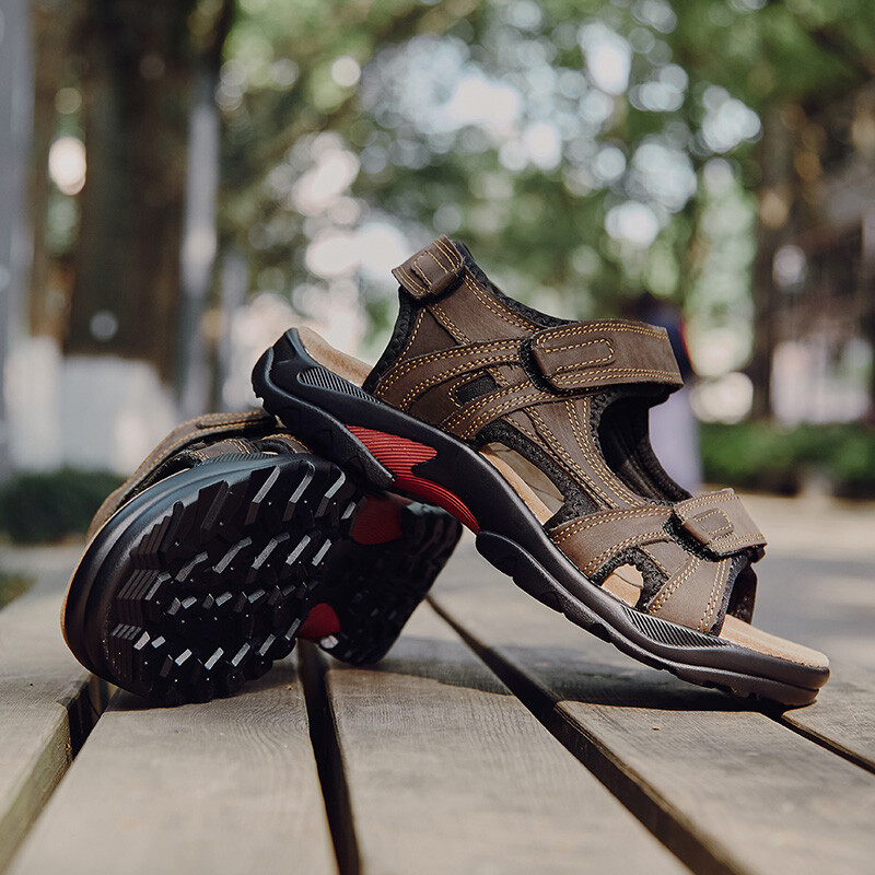 LEHMANAHAst Meeste rannaspordijalatsid Ehtsast nahast Rooma sandaalid Kerged lahtise varbaga sandaalid, 38-48