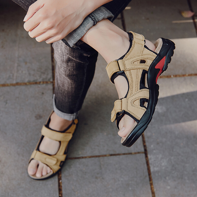 LEHMANAHAst Meeste rannaspordijalatsid Ehtsast nahast Rooma sandaalid Kerged lahtise varbaga sandaalid, 38-48