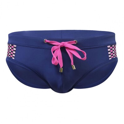 Kiiresti kuivavad ujumispüksid Stiilsed madala kõrgusega meeste ujumispüksid koos nööriga, täppitrükiga Seksikad õmblusega suverand vees