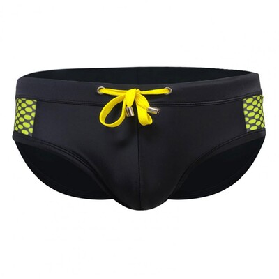 Kiiresti kuivavad ujumispüksid Stiilsed madala kõrgusega meeste ujumispüksid koos nööriga, täppitrükiga Seksikad õmblusega suverand vees