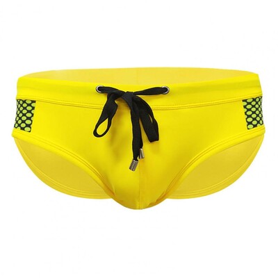 Kiiresti kuivavad ujumispüksid Stiilsed madala kõrgusega meeste ujumispüksid koos nööriga, täppitrükiga Seksikad õmblusega suverand vees