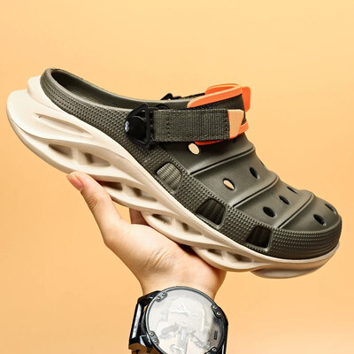 Νέο 2024 Καλοκαιρινό χοντρό πάτσουορ Μόδα σανδάλια Ανδρικά παπούτσια παραλίας Κούφια τσόκαρα κήπου Παντόφλες για εξωτερικούς χώρους Παπούτσια EVA