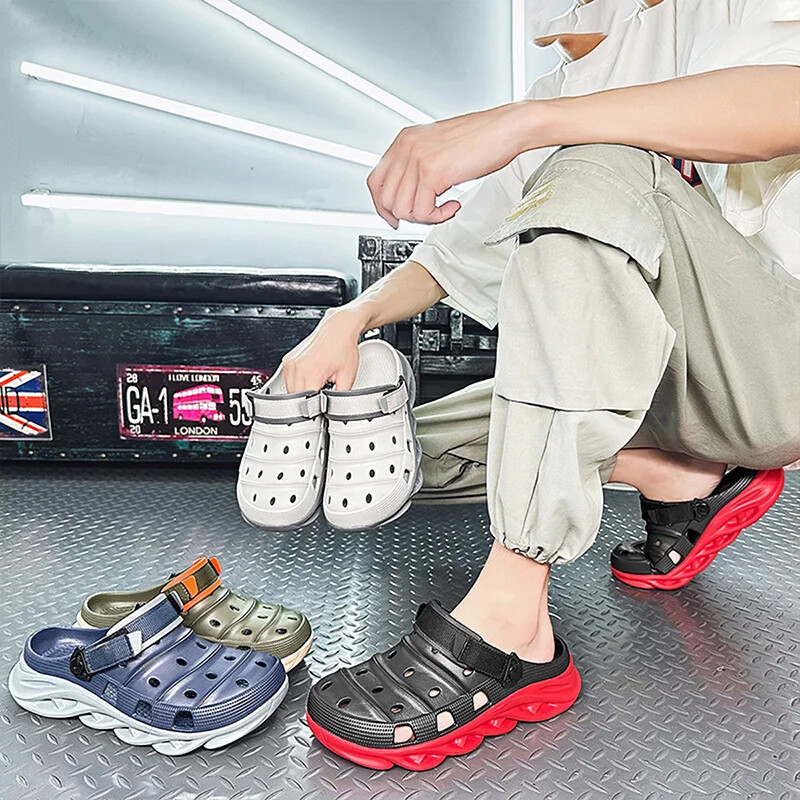 Νέο 2024 Καλοκαιρινό χοντρό πάτσουορ Μόδα σανδάλια Ανδρικά παπούτσια παραλίας Κούφια τσόκαρα κήπου Παντόφλες για εξωτερικούς χώρους Παπούτσια EVA