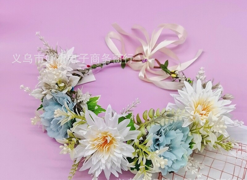 Uus euroopa ja ameerika metsastiilis pruudi kunstpea Haidi lillepärgadega piduliku juukserõngaga, juukseaksessuaaridega, krüsanteemilillega peavõru