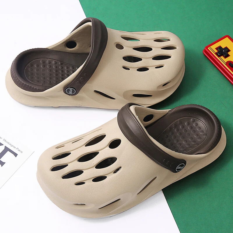 Meeste sussid suvised pehmed EVA rannasandaalid väljas naiste sussid liugused libisemiskindlad lipsuvärviga disainitud isikupära õõnsad kingad