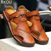 Sandale din piele de vară pentru bărbați Masaj confortabil la modă Casual Anti-alunecare Respirabil La modă Impermeabil Rezistent la uzură Dimensiuni mari