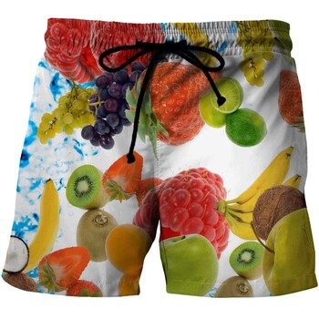 Летни мъжки плажни къси панталони Fruit 3D Print Loose Surf Board Shorts S-6XL Бански гащета Бански костюм Големи бански панталони Мъжки бански костюми