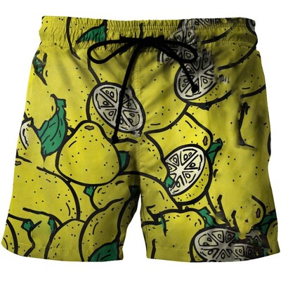 Летни мъжки плажни къси панталони Fruit 3D Print Loose Surf Board Shorts S-6XL Бански гащета Бански костюм Големи бански панталони Мъжки бански костюми