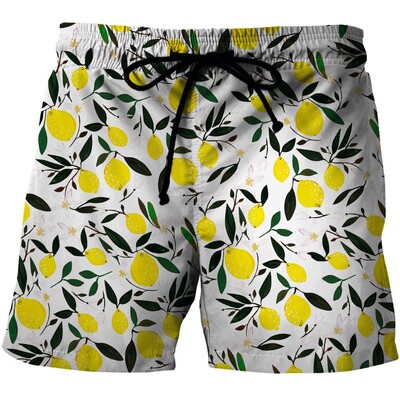 Suvised meeste rannapüksid Puuviljade 3D-prindiga lahtised lainelauapüksid S-6XL Ujumispüksid Ujumiskostüümid Suured ujumispüksid Meeste ujumisriided