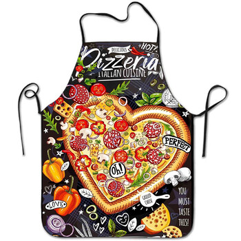 Ποδιά Cross Border Polyester Digital Print Pizza Burger Αδιάβροχη και αδιάβροχη ποδιά κουζίνας χωρίς μανίκια εκτύπωσης για το σπίτι