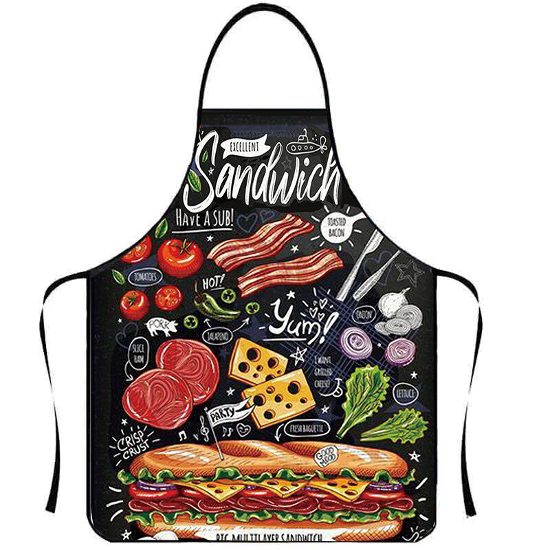 Cross Border prijuostė Poliesterio skaitmeninis spausdinimas Pica Burger Atsparus vandeniui ir alyvai atsparus virtuvės spausdinimui be rankovių namų prijuostė