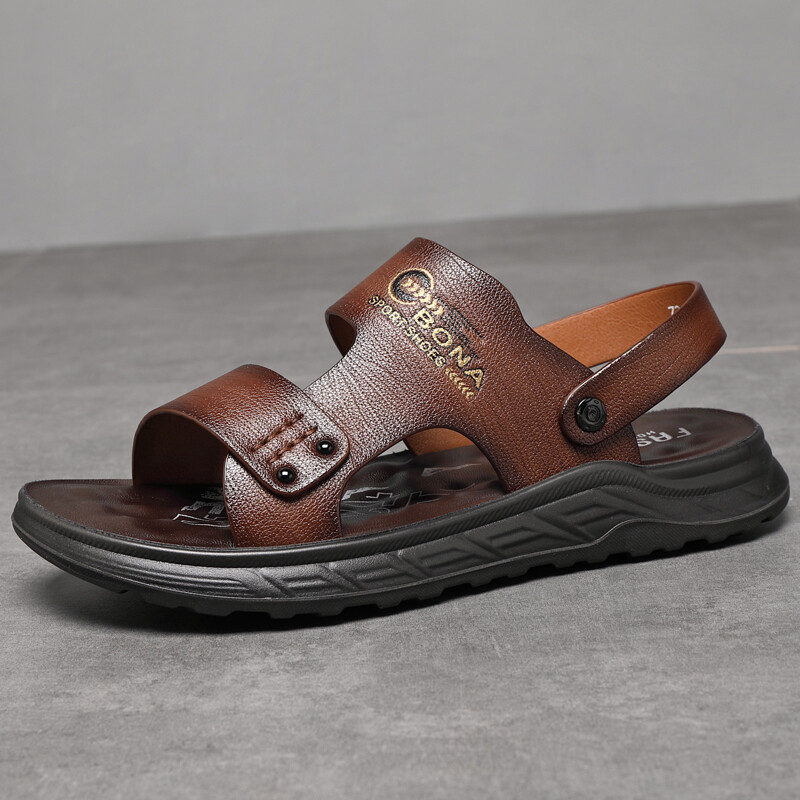 Meeste vabaajasandaalid 2024. Suvised superkiust nahast vabaaja rannajalatsid latekspatjadega välimiseks, libisemiskindlad keskealised D