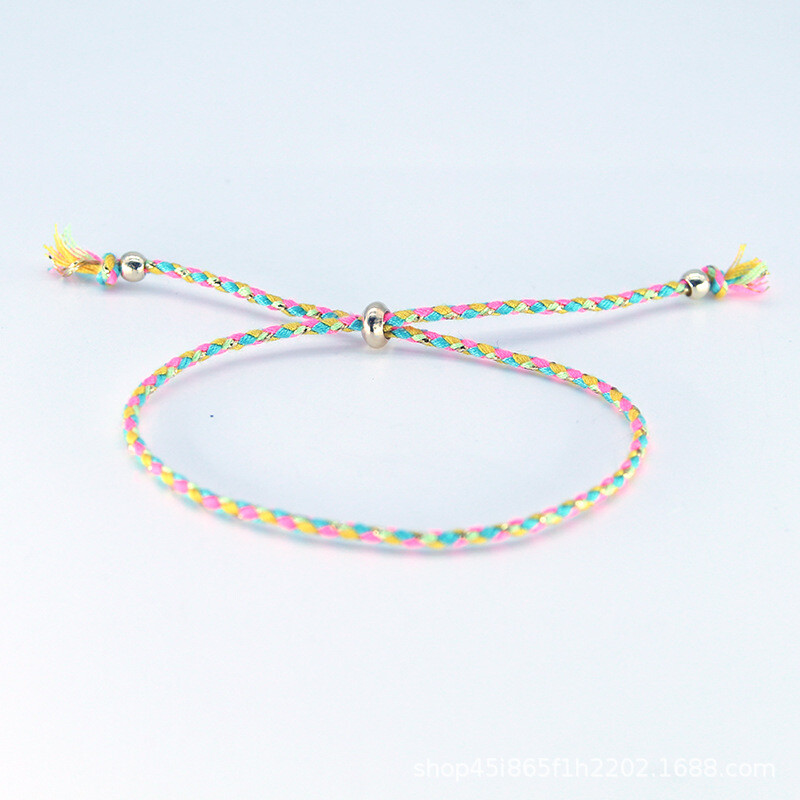 Βραχιόλι με φούντες από πολύχρωμες χάντρες από βαμβάκι με φούντες με τις καλύτερες πωλήσεις Βραχιόλι έλξης με πλέξη απλού μποέμ έθνικ στυλ