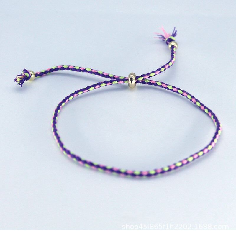 Βραχιόλι με φούντες από πολύχρωμες χάντρες από βαμβάκι με φούντες με τις καλύτερες πωλήσεις Βραχιόλι έλξης με πλέξη απλού μποέμ έθνικ στυλ