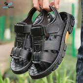 vkwwhy Ανδρικά ανδρικά ρωμαϊκά σανδάλια πλατφόρμα Μαλακές PU Ανδρικές παντόφλες Peep Toe Αντιολισθητικά Ανδρικά Ταξιδιωτικά Παπούτσια Παραλίας Νέα 2024