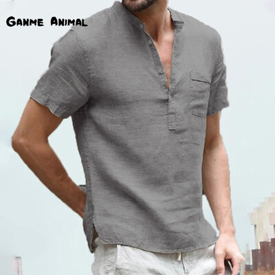 Vasariniai vyriški marškinėliai trumpomis rankovėmis, medvilniniai marškinėliai, lininiai laisvalaikio vyriški marškinėliai, vyriški kvėpuojantys viršūnės S-5XL