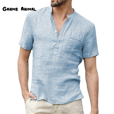 Vasariniai vyriški marškinėliai trumpomis rankovėmis, medvilniniai marškinėliai, lininiai laisvalaikio vyriški marškinėliai, vyriški kvėpuojantys viršūnės S-5XL