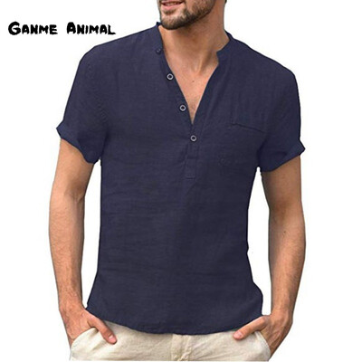 Vasariniai vyriški marškinėliai trumpomis rankovėmis, medvilniniai marškinėliai, lininiai laisvalaikio vyriški marškinėliai, vyriški kvėpuojantys viršūnės S-5XL