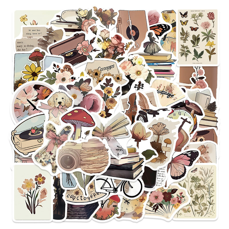 50 lapų / 5 rūšių retro lipdukai Tarpvalstybiniai literatūros ir meno raštai, vandeniui atsparūs grafiti lagaminai, užrašų knygelės paskyros lipdukai