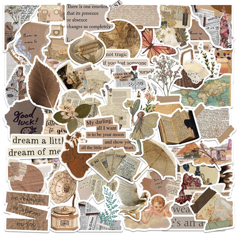 50 lapų / 5 rūšių retro lipdukai Tarpvalstybiniai literatūros ir meno raštai, vandeniui atsparūs grafiti lagaminai, užrašų knygelės paskyros lipdukai