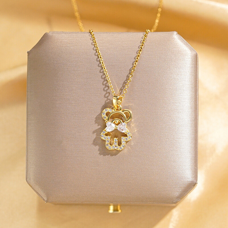 Tikras auksas Galvaninis modernus mikrosmeigtukas deimantinis titano plieno karoliai, moteriški temperamento raktikaulio grandinė Interneto įžymybė lengvi prabangūs papuošalai didmeninė prekyba