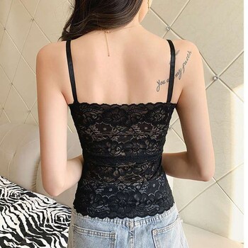 Δαντελένιο τοπ σέξι εσώρουχα καμισόλα Bralette Crop τοπ Y2k Μαύρο Λευκό Sleep Tops με λουράκι με επένδυση Camis Undershirt Γυναικεία μόδα