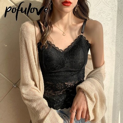 Lace Crop felső szexi fehérnemű Camisole Bralette Crop felső Y2k fekete fehér alvó felsők pánttal párnázott camis alsóing női divat