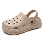 Sandale de vară cu degetul închis pentru femei 2024 Sandale cu platformă cu fundul gros pentru femei de culoare solidă, pantofi de plajă cu talpă moale, anti-alunecare